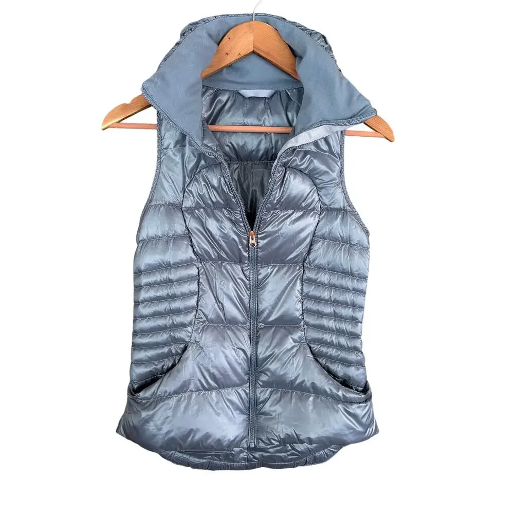 Lululemon Fluffin Awesome Down Vest 4 S Blue Denim Zip